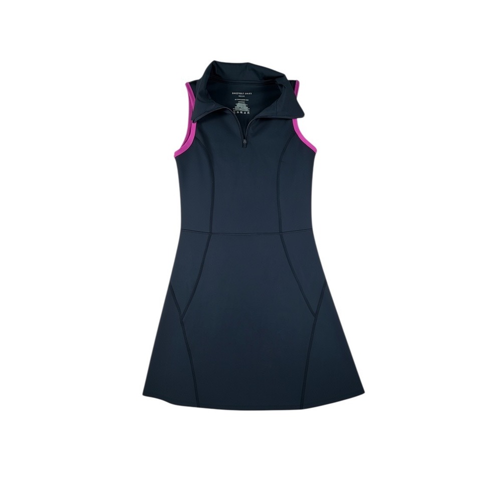 Sincerely Jules Active Tennis Dress Black Pink Trim Quarter Zip Sleeveless Small